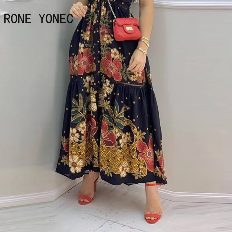 Elevate Your Summer Style with Our Elegant Floral Print Sleeveless Maxi Dress