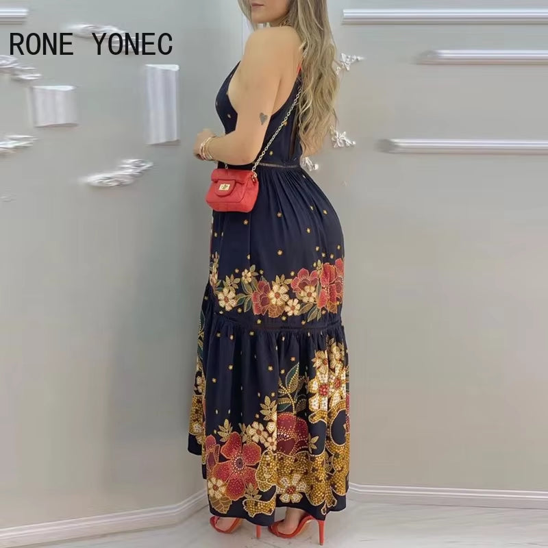 Elevate Your Summer Style with Our Elegant Floral Print Sleeveless Maxi Dress