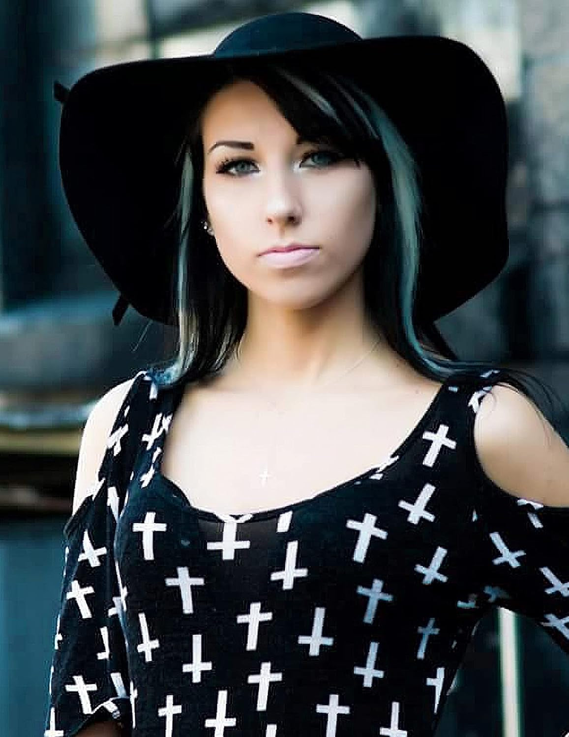 Women'S Wide Brim Wool Ribbon Band Floppy Hat