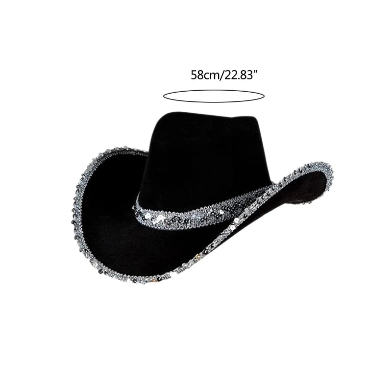 Sequin Cowgirl Hat Women Bachelorette Party Cowboy Hats Party Props Cowgirl Cosplay for Women Party Birthday Party Hats