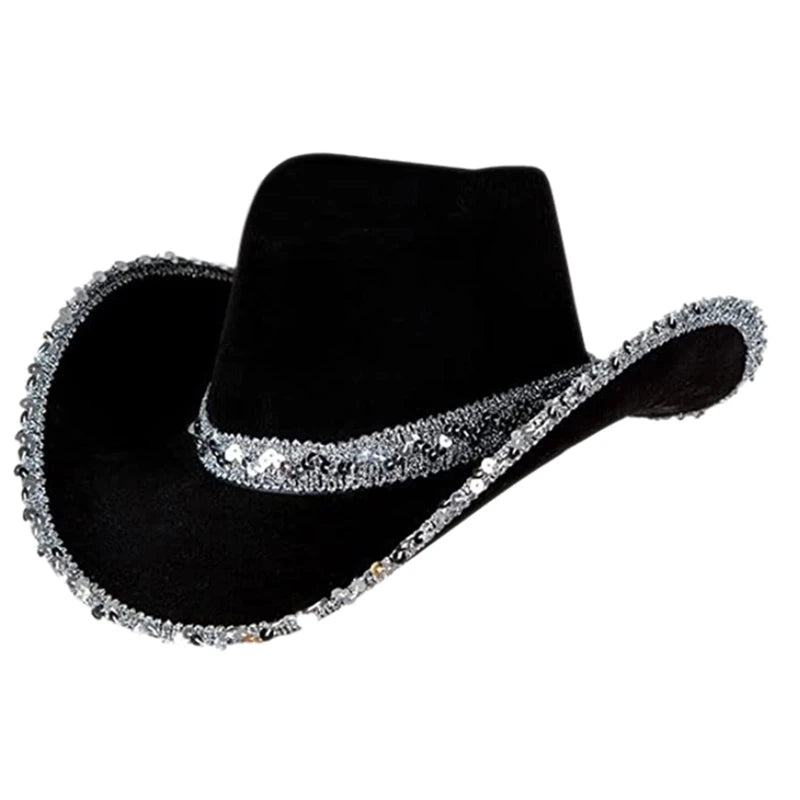 Sequin Cowgirl Hat Women Bachelorette Party Cowboy Hats Party Props Cowgirl Cosplay for Women Party Birthday Party Hats