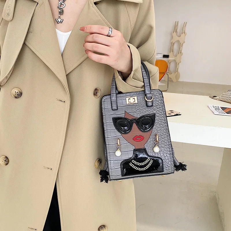 Leather Women'S Bags 2024 Hit New Fashion Beauty Printing Ladies Hand Bags Luxury Designer Party Shopper Female Shoulder Bag