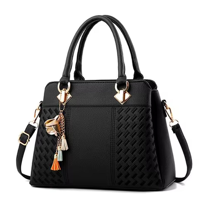 Fashion Women Handbags Tassel PU Leather Totes Bag Top-Handle Embroidery Crossbody Bag Shoulder Bag Lady Simple Style Hand Bags