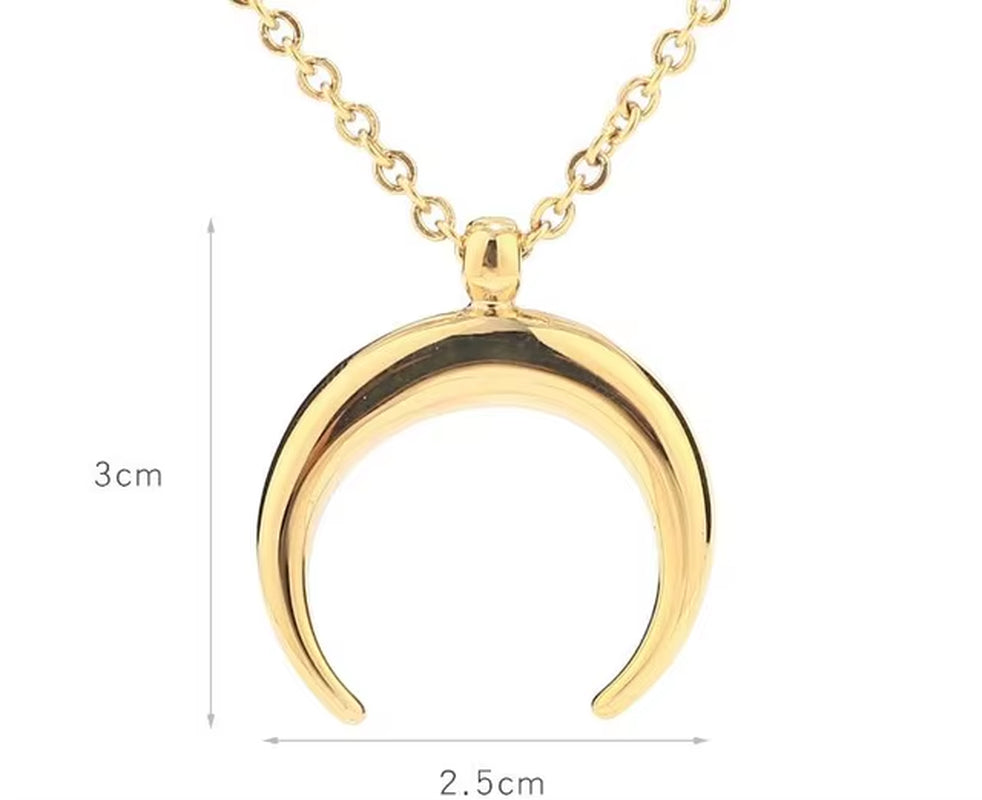50Cm Exquisite Stainless Steel OX Moon Necklace Half Moon Necklaces Pendants DIY Gift Jewelry