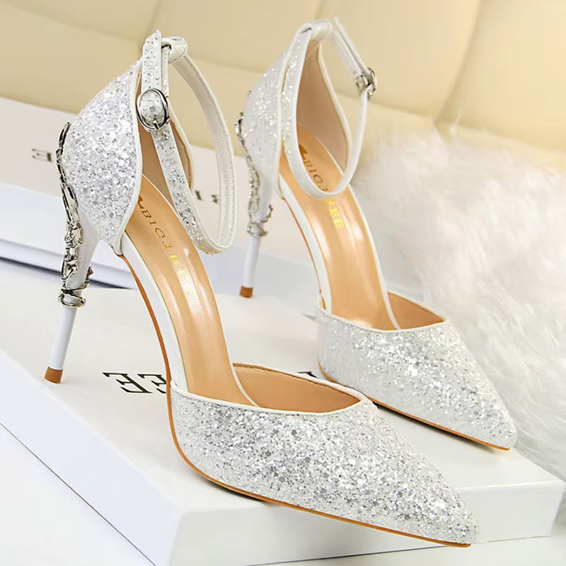 Shoes Heels 2026 New Woman Pumps Sequins High Heels Women Shoes Fashion Ladies Shoes Gold Sliver Stiletto Heels Sandals