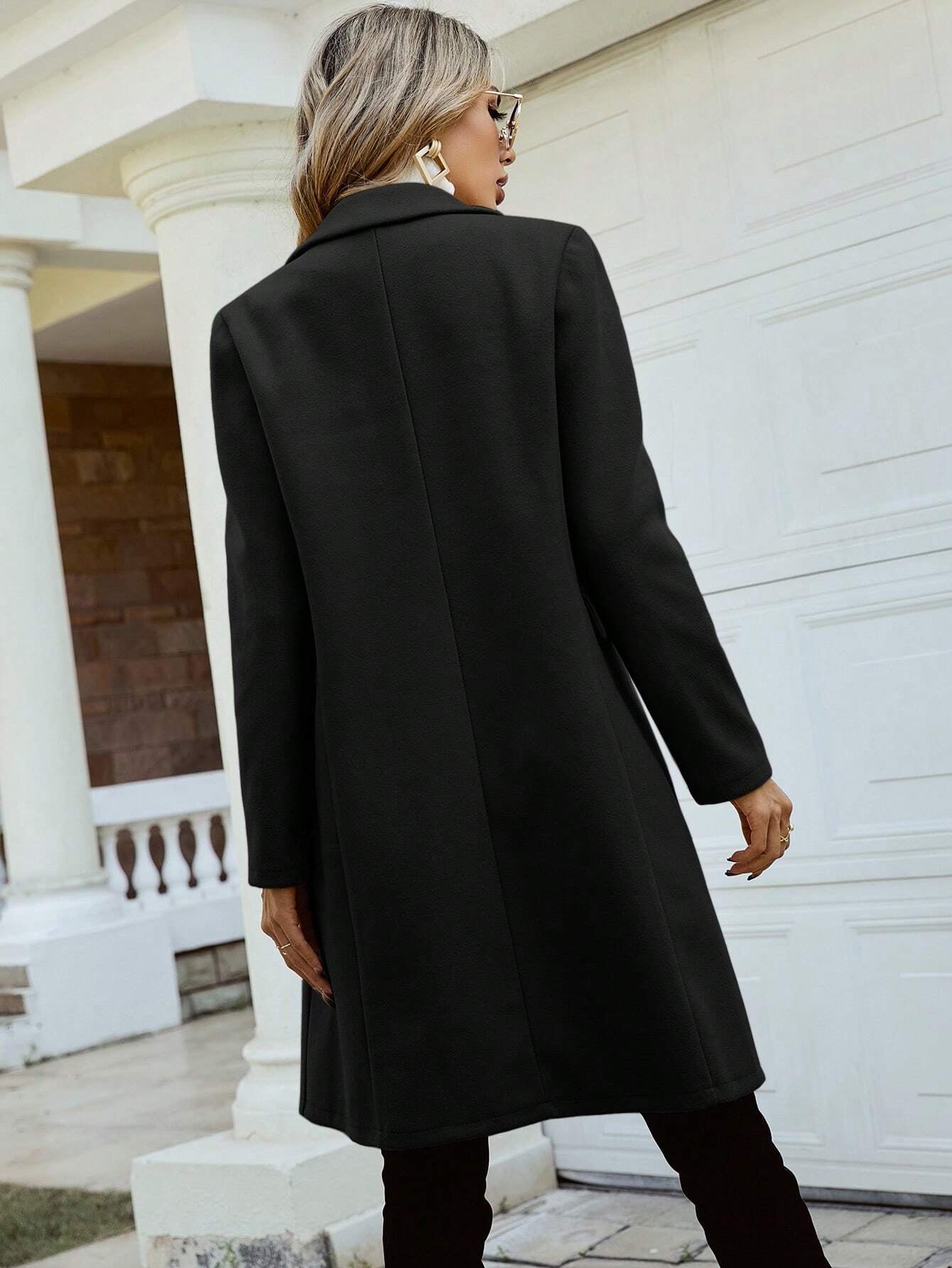 Double Breasted Lapel Collar Overcoat