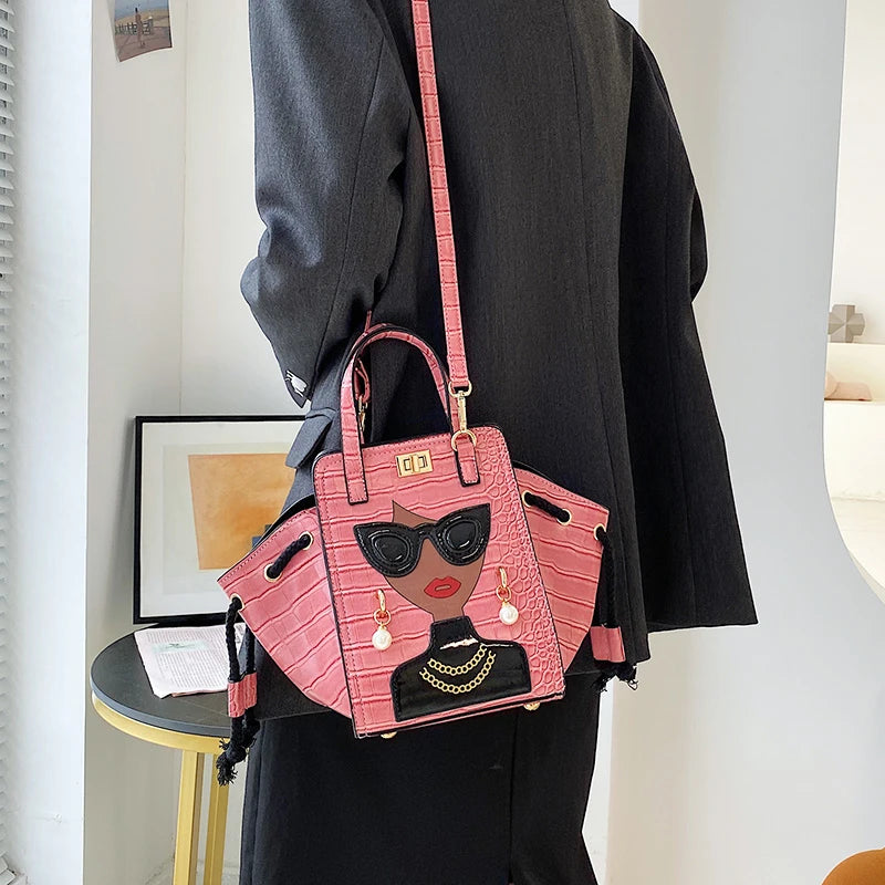 Leather Women'S Bags 2024 Hit New Fashion Beauty Printing Ladies Hand Bags Luxury Designer Party Shopper Female Shoulder Bag