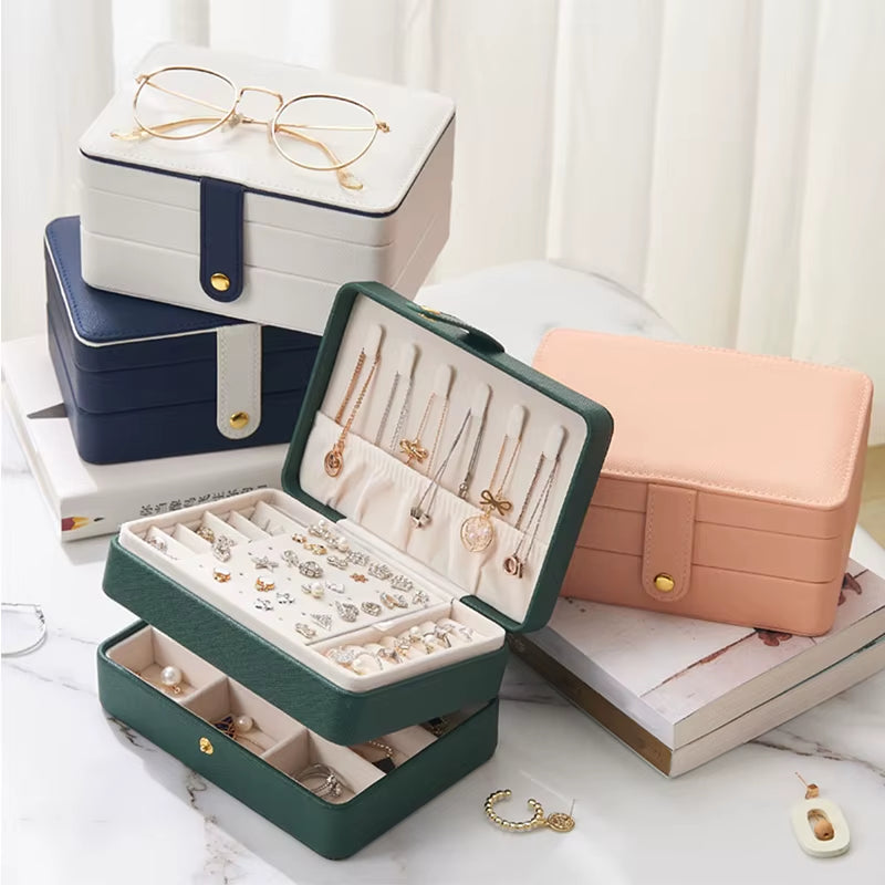 Double Layer Jewelry Organizer Display Travel Jewelry Storage Box Case Large Space Holder for Earrings Necklaces Women Gift Box