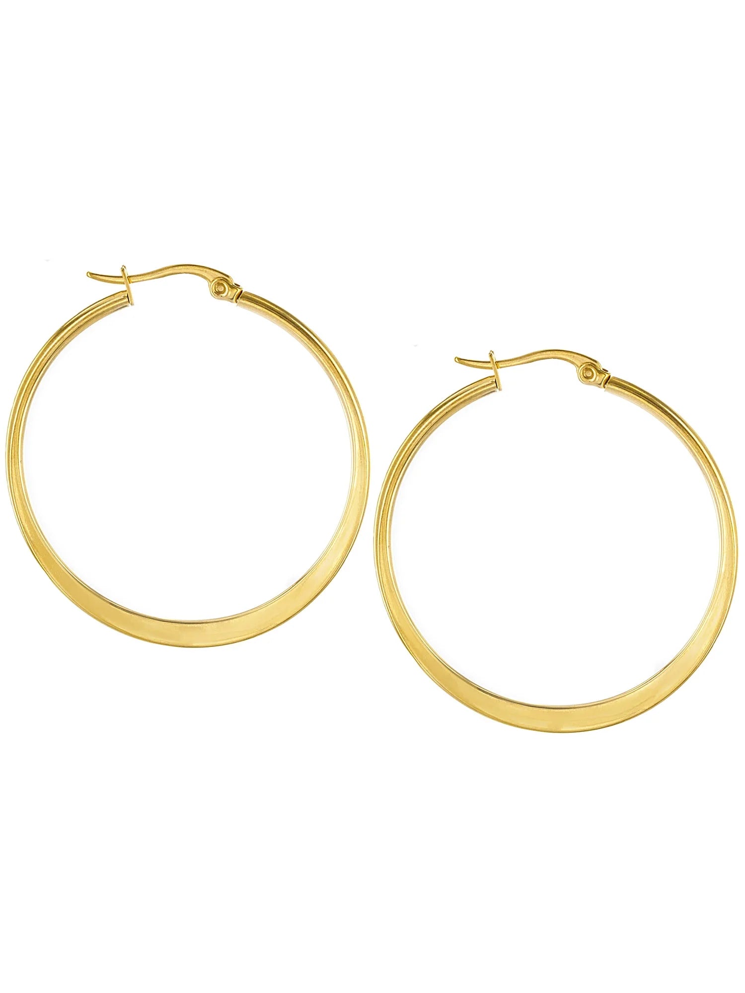 Elevate Your Style with ELYA Women's Gold Plated Polished Flat Hoop Earrings - 38mm