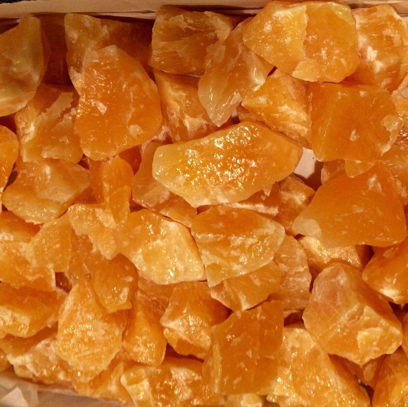 1/2 Lb Raw Stone Calcite Orange Natural Crystal Gemstone Raw Stone for Creativity and Positivity