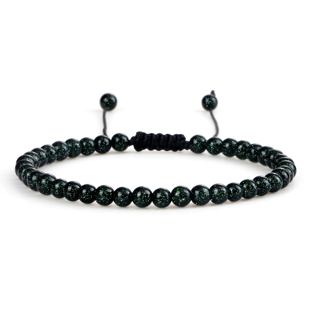 Adjustable Mini Natural Stone Lava Tiger Eye Beaded Bracelets & Bangle for Women Men Chakra Beads Braided Bracelet Charm Jewelry