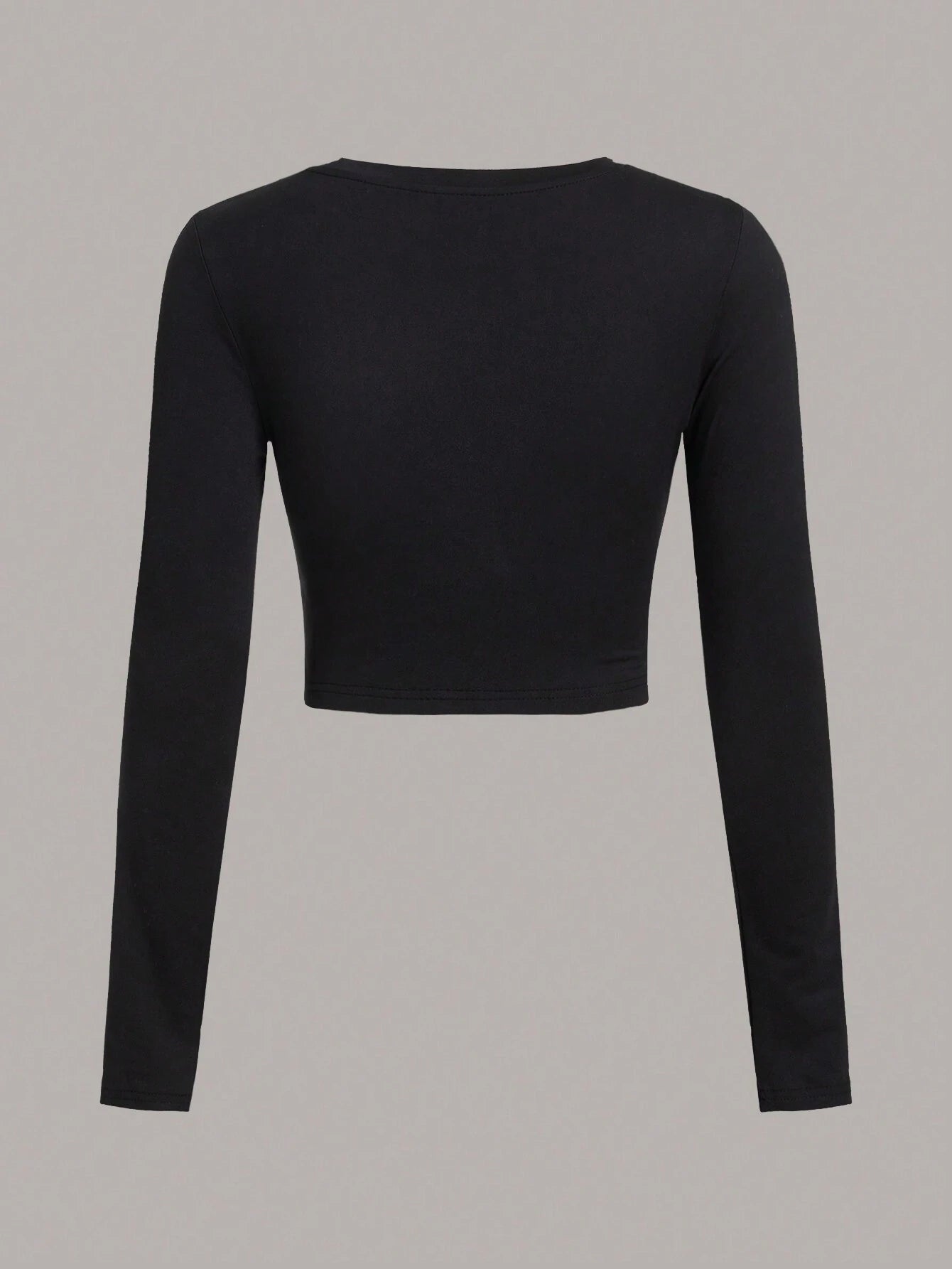 Comfortcana 3Pcs/Set Casual Minimalist Crew Neck Long Sleeve Cropped Fitted Women T-Shirts, Suitable for Spring & Autumn