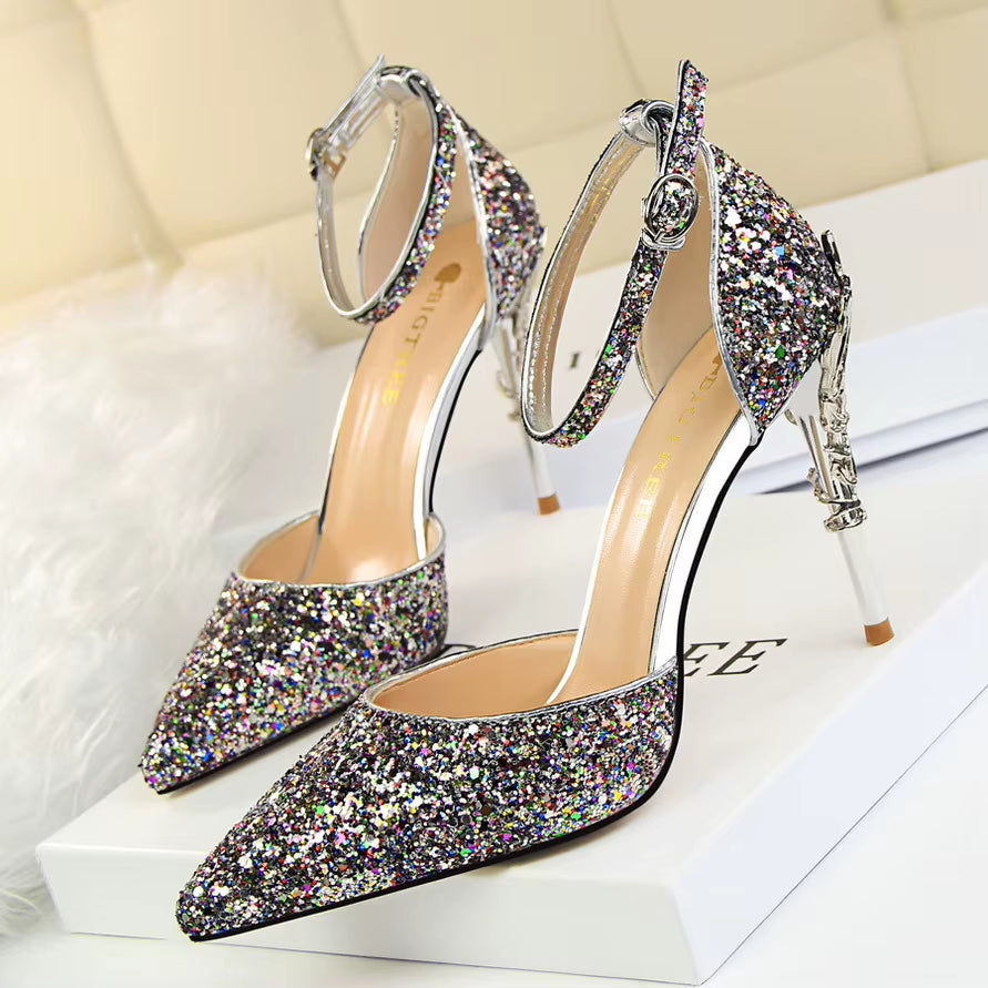 Shoes Heels 2026 New Woman Pumps Sequins High Heels Women Shoes Fashion Ladies Shoes Gold Sliver Stiletto Heels Sandals