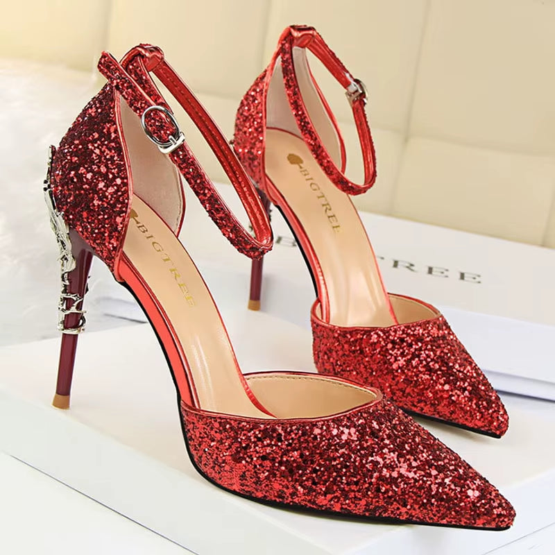 Shoes Heels 2026 New Woman Pumps Sequins High Heels Women Shoes Fashion Ladies Shoes Gold Sliver Stiletto Heels Sandals