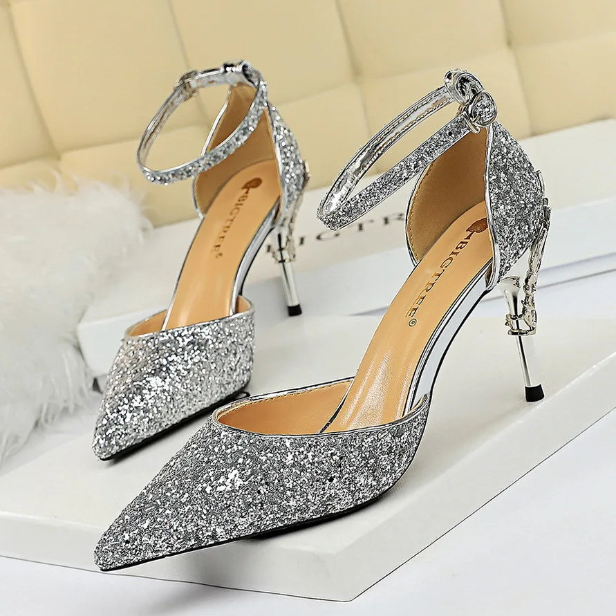 Shoes Heels 2026 New Woman Pumps Sequins High Heels Women Shoes Fashion Ladies Shoes Gold Sliver Stiletto Heels Sandals