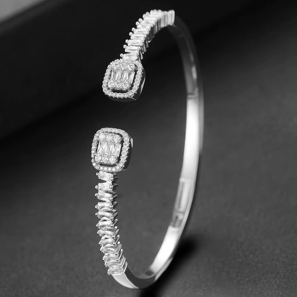Trendy Luxury Stackable Bangle Cuff for Women Wedding Full Cubic Zircon Crystal CZ Dubai Bracelet Party Jewelry 2020