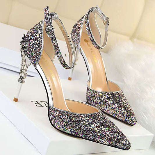 Shoes Heels 2026 New Woman Pumps Sequins High Heels Women Shoes Fashion Ladies Shoes Gold Sliver Stiletto Heels Sandals