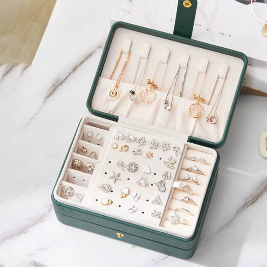 Double Layer Jewelry Organizer Display Travel Jewelry Storage Box Case Large Space Holder for Earrings Necklaces Women Gift Box