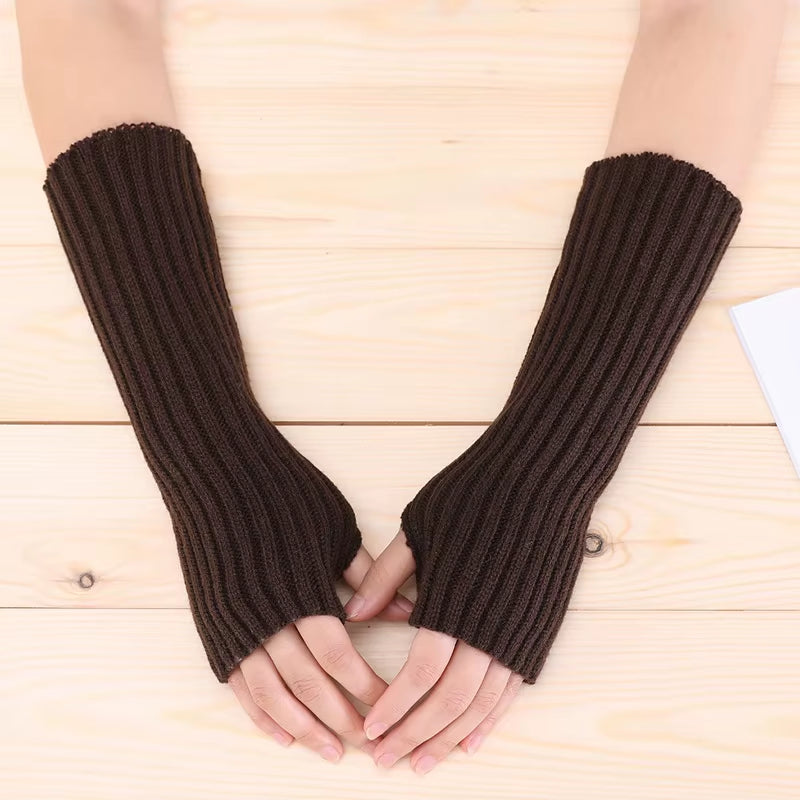 New Women Fingerless Gloves Arm Warmers Goth Knitted Kawaii Work Gloves Ankle Wrist Sleeves Harajuku Anime Cosplay Accessories