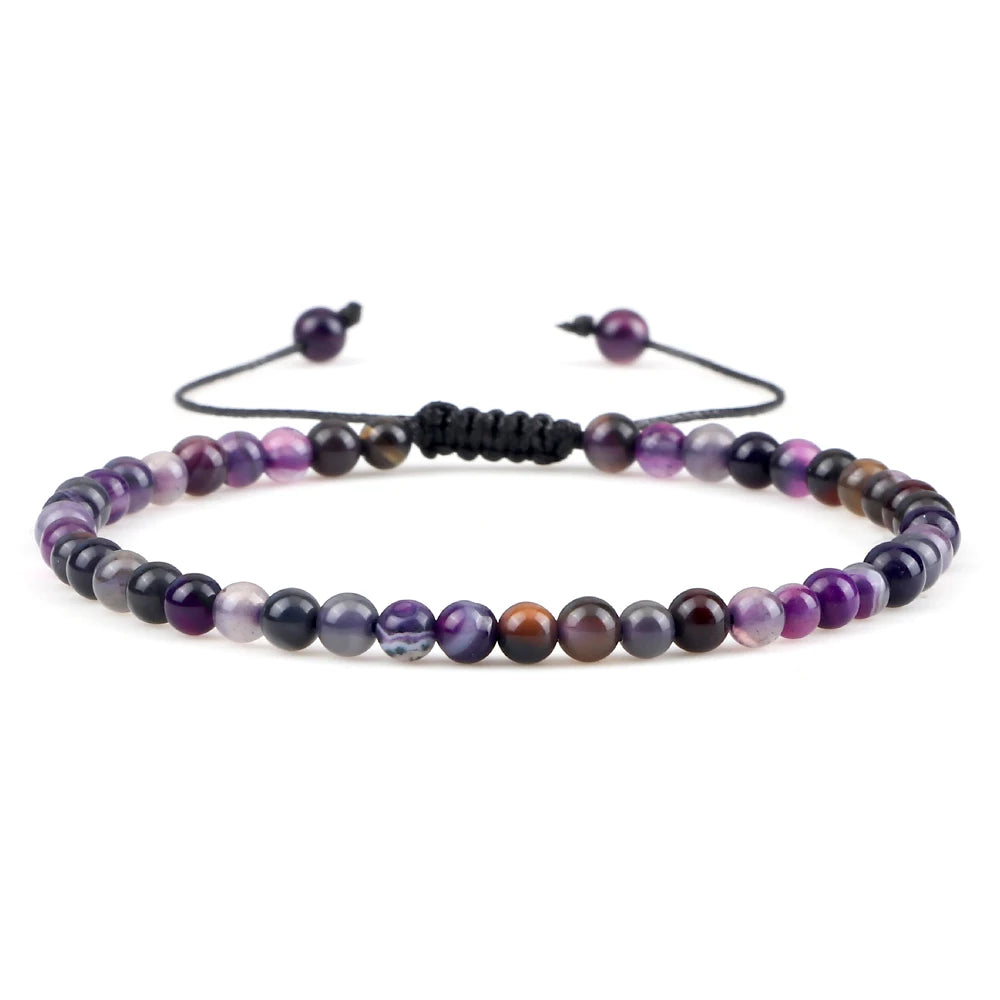 Adjustable Mini Natural Stone Lava Tiger Eye Beaded Bracelets & Bangle for Women Men Chakra Beads Braided Bracelet Charm Jewelry
