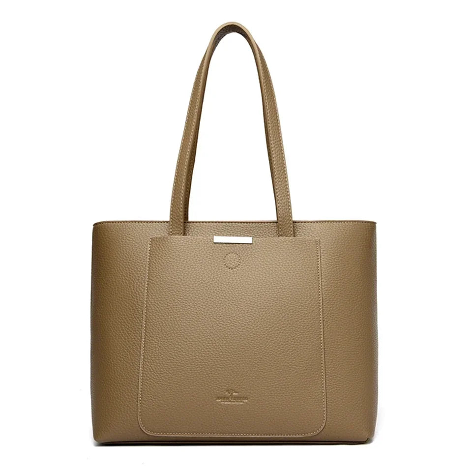 Genuine Brand Soft Pu Leather Hand Bags Big Handbags Women Shoulder Bags for Laptop Luxury Designer Tote Shopping Top Handle Bag