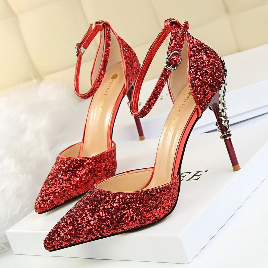 Shoes Heels 2026 New Woman Pumps Sequins High Heels Women Shoes Fashion Ladies Shoes Gold Sliver Stiletto Heels Sandals