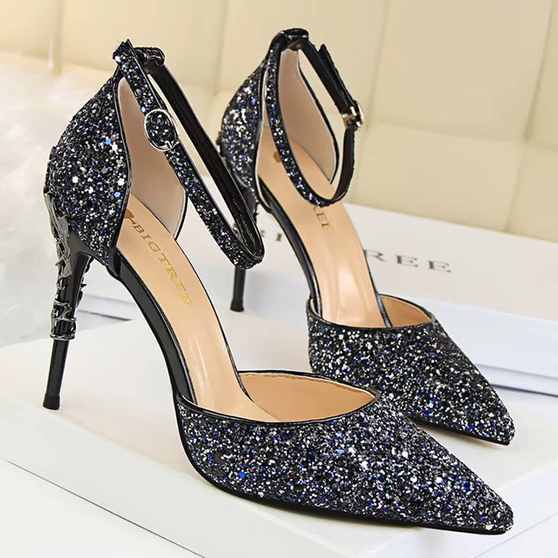 Shoes Heels 2026 New Woman Pumps Sequins High Heels Women Shoes Fashion Ladies Shoes Gold Sliver Stiletto Heels Sandals
