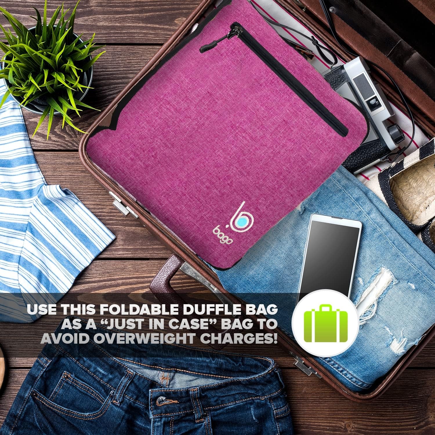 Large Foldable Duffel Bags for Traveling Women & Men - 80L Packable Duffle Bag for Travel with Shoe Compartment - Water Repellant, Heavy Duty, Lightweight Folding & Collapsible (Snowpink)