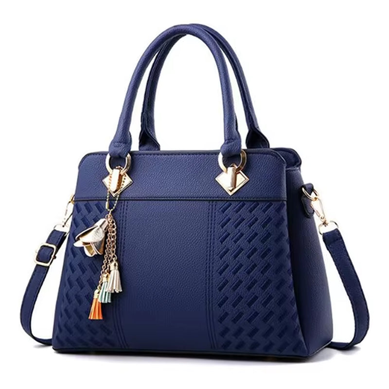 Fashion Women Handbags Tassel PU Leather Totes Bag Top-Handle Embroidery Crossbody Bag Shoulder Bag Lady Simple Style Hand Bags