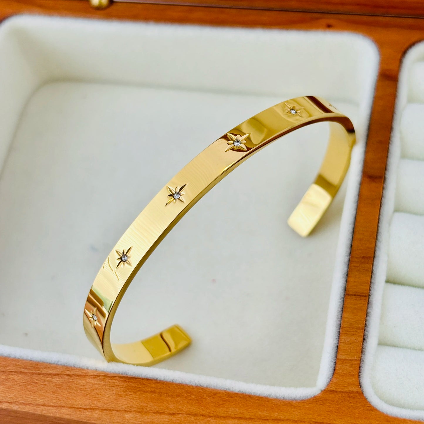 Waterproof Luxury Colorful Cubic Zirconia Bangles Stainless Steel Open Bracelet Bangle 18K Plated Fashion Jewelry Women