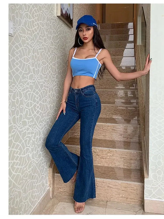 Channel Your Inner Trendsetter with Vintage Y2K Flare Jeans - The Ultimate High-Waisted Must-Have for Modern Street Style!