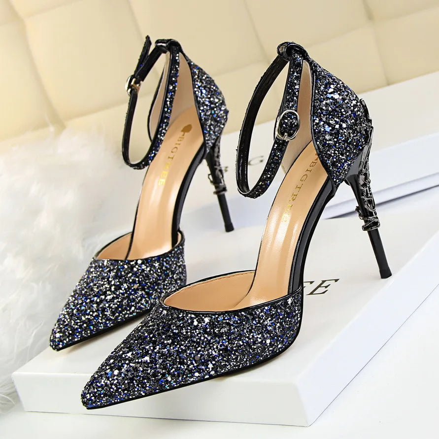 Shoes Heels 2026 New Woman Pumps Sequins High Heels Women Shoes Fashion Ladies Shoes Gold Sliver Stiletto Heels Sandals