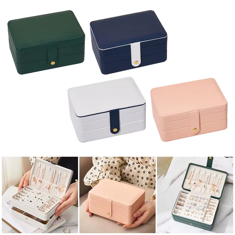 Double Layer Jewelry Organizer Display Travel Jewelry Storage Box Case Large Space Holder for Earrings Necklaces Women Gift Box