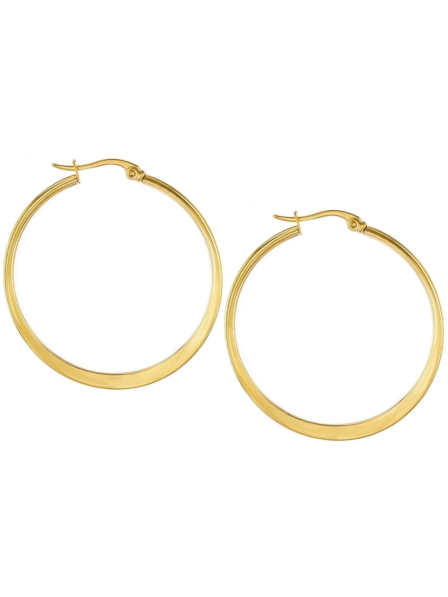 Elevate Your Style with ELYA Women's Gold Plated Polished Flat Hoop Earrings - 38mm