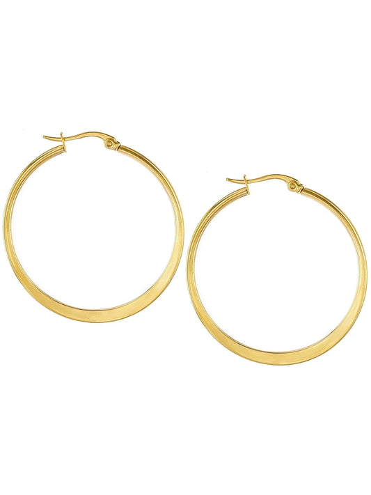 Elevate Your Style with ELYA Women's Gold Plated Polished Flat Hoop Earrings - 38mm
