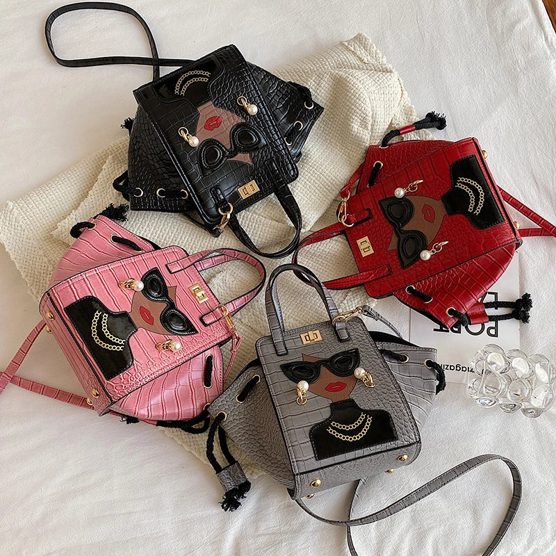 Leather Women'S Bags 2024 Hit New Fashion Beauty Printing Ladies Hand Bags Luxury Designer Party Shopper Female Shoulder Bag