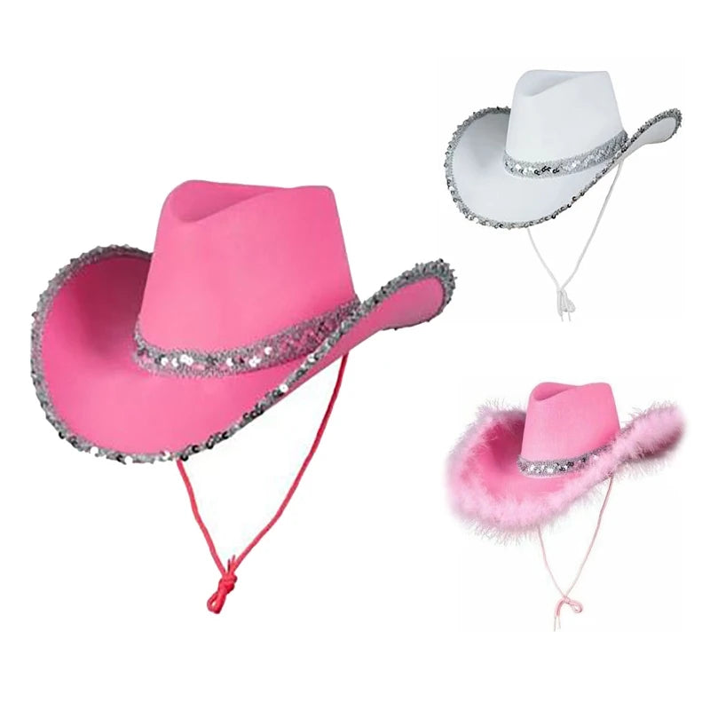 Sequin Cowgirl Hat Women Bachelorette Party Cowboy Hats Party Props Cowgirl Cosplay for Women Party Birthday Party Hats