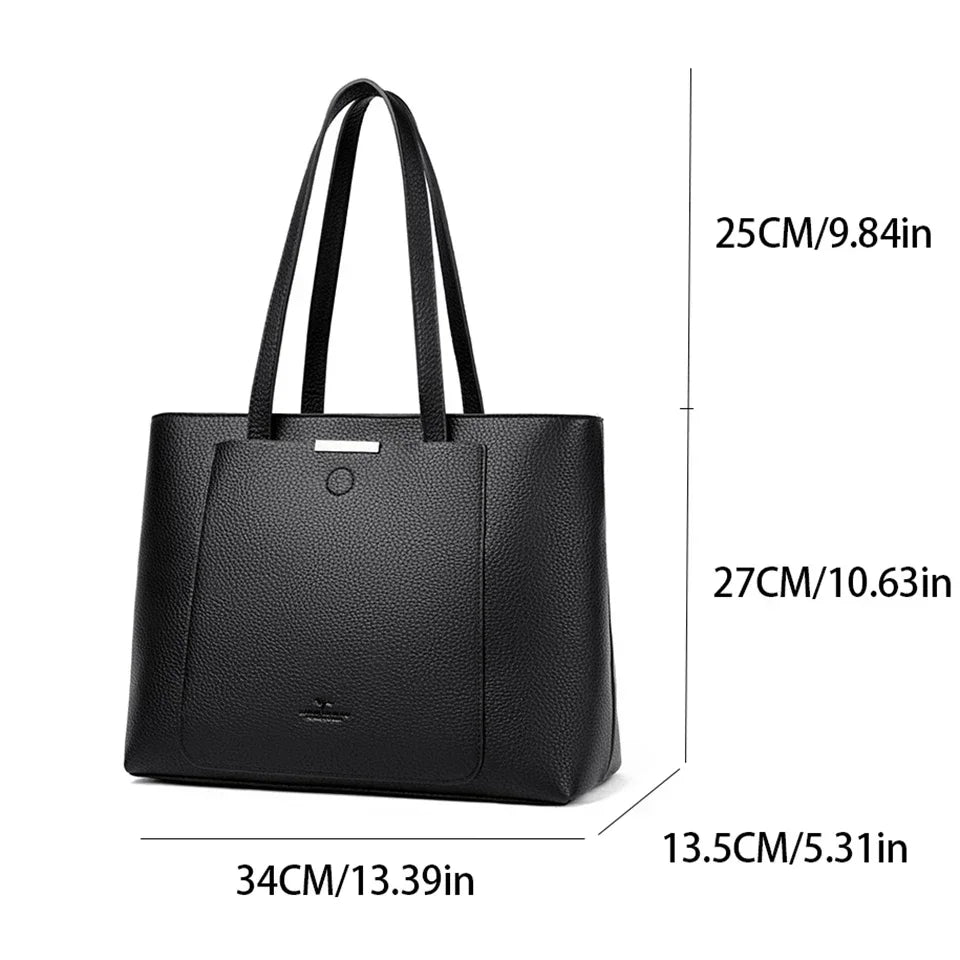 Genuine Brand Soft Pu Leather Hand Bags Big Handbags Women Shoulder Bags for Laptop Luxury Designer Tote Shopping Top Handle Bag