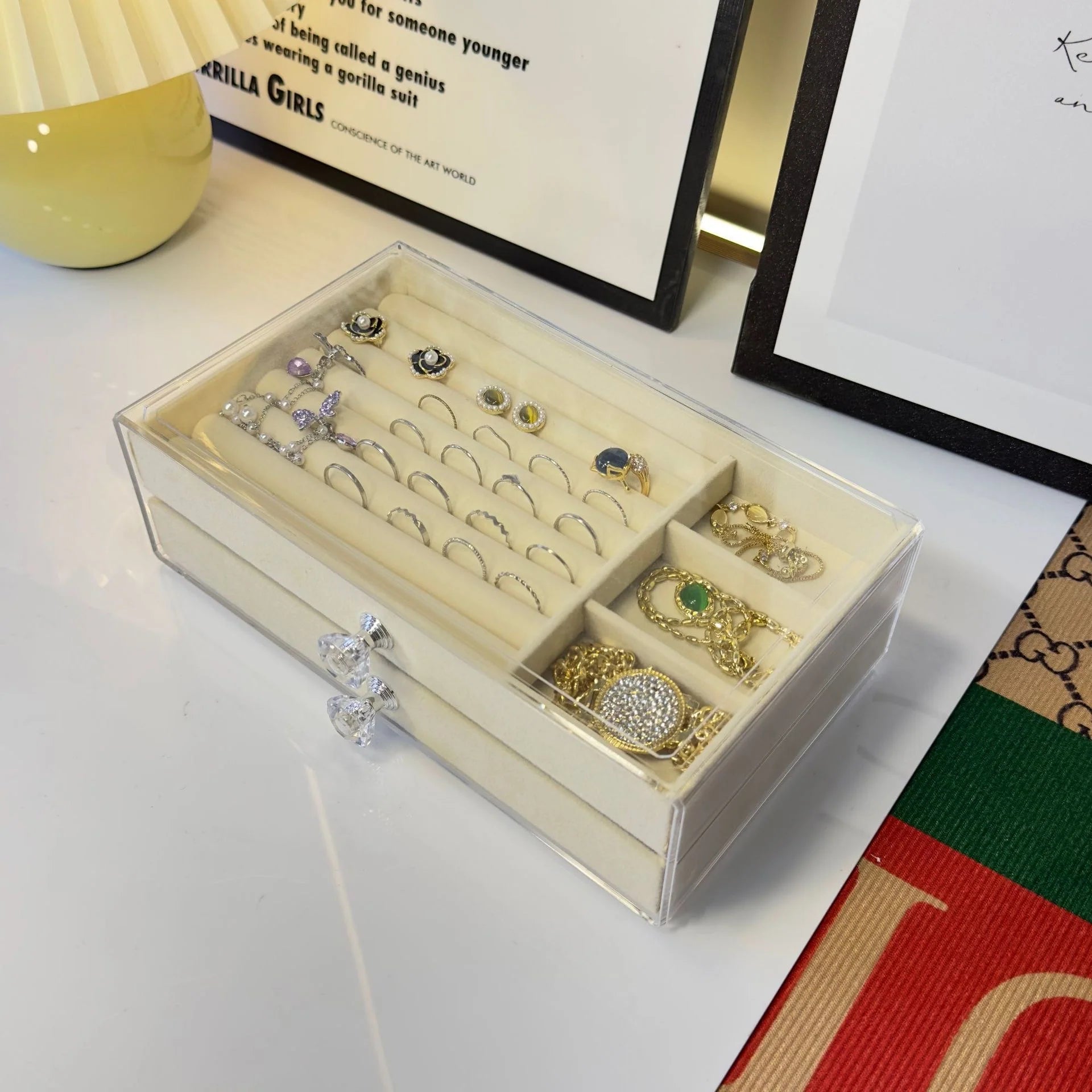 Large Empress Multi-Grid Velvet Jewelry Box