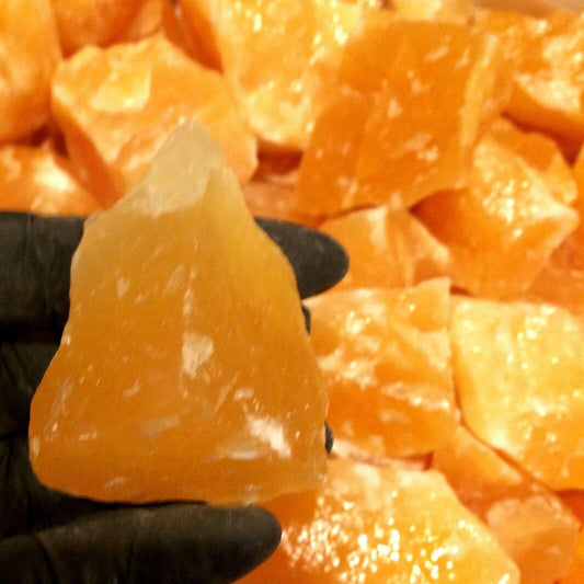 1/2 Lb Raw Stone Calcite Orange Natural Crystal Gemstone Raw Stone for Creativity and Positivity
