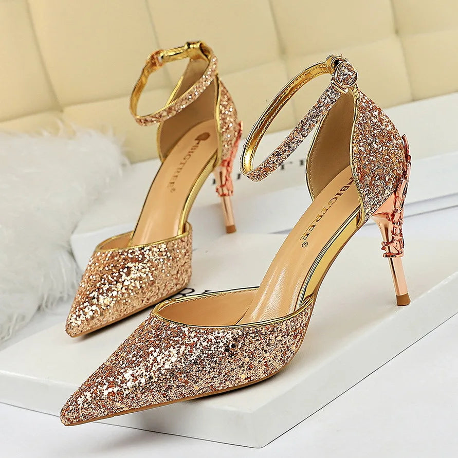 Shoes Heels 2026 New Woman Pumps Sequins High Heels Women Shoes Fashion Ladies Shoes Gold Sliver Stiletto Heels Sandals