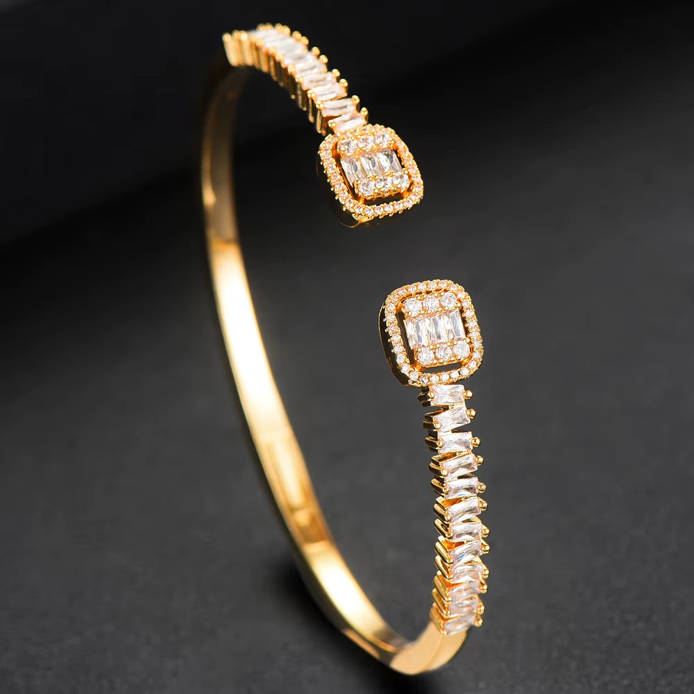 Trendy Luxury Stackable Bangle Cuff for Women Wedding Full Cubic Zircon Crystal CZ Dubai Bracelet Party Jewelry 2020