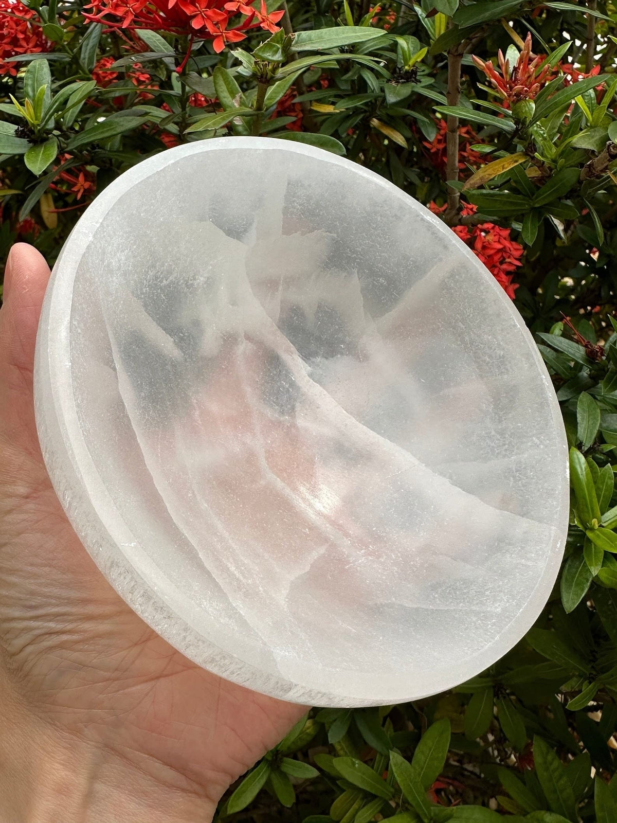 Extra Large Selenite Bowl, 6" Gemstone Carved Selenite Crystal Charging Bowl,...