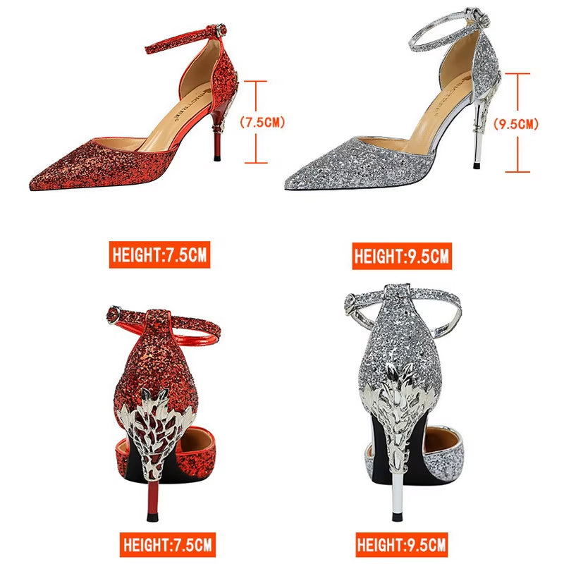 Shoes Heels 2026 New Woman Pumps Sequins High Heels Women Shoes Fashion Ladies Shoes Gold Sliver Stiletto Heels Sandals