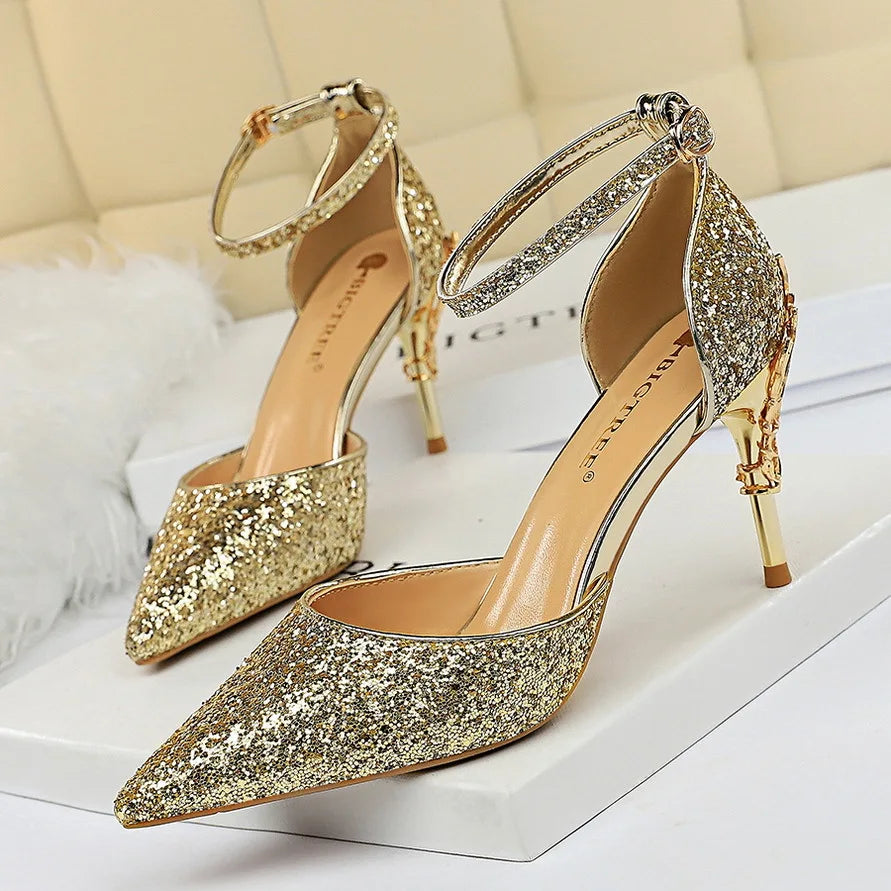 Shoes Heels 2026 New Woman Pumps Sequins High Heels Women Shoes Fashion Ladies Shoes Gold Sliver Stiletto Heels Sandals