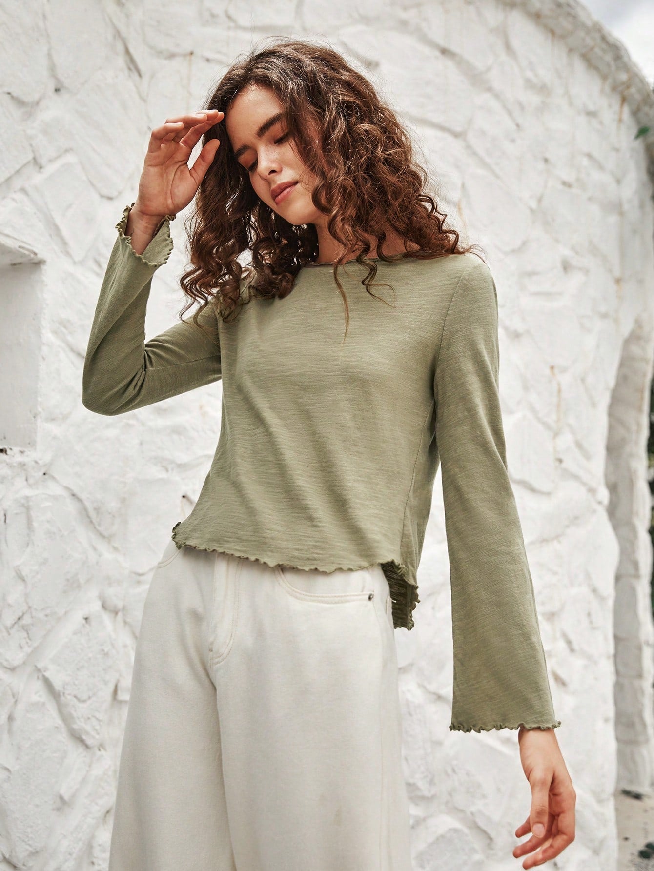 Bohemela Solid Lettuce Trim Tee