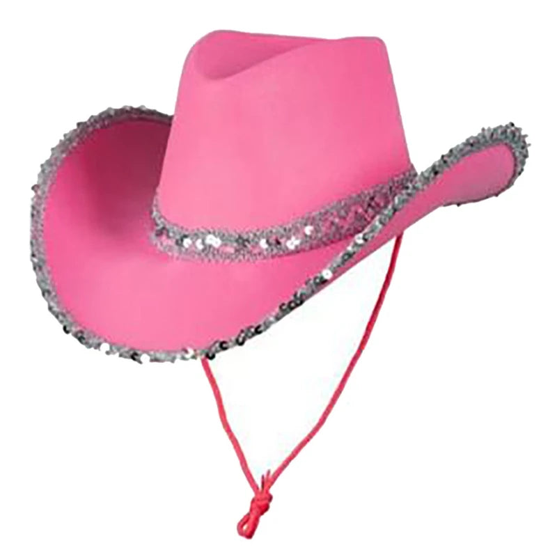 Sequin Cowgirl Hat Women Bachelorette Party Cowboy Hats Party Props Cowgirl Cosplay for Women Party Birthday Party Hats