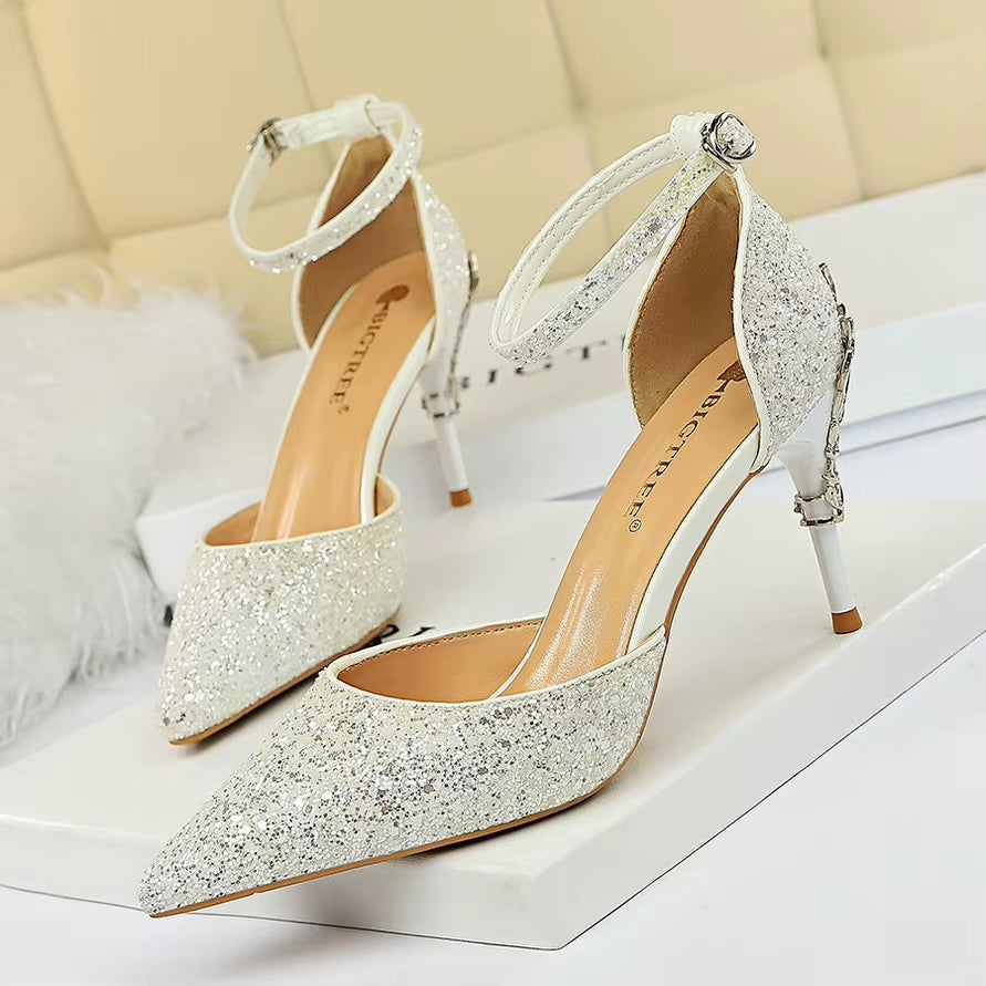 Shoes Heels 2026 New Woman Pumps Sequins High Heels Women Shoes Fashion Ladies Shoes Gold Sliver Stiletto Heels Sandals