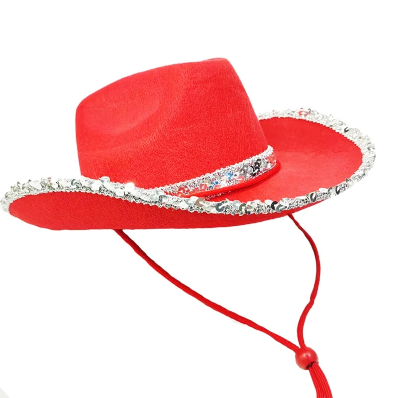 Sequin Cowgirl Hat Women Bachelorette Party Cowboy Hats Party Props Cowgirl Cosplay for Women Party Birthday Party Hats