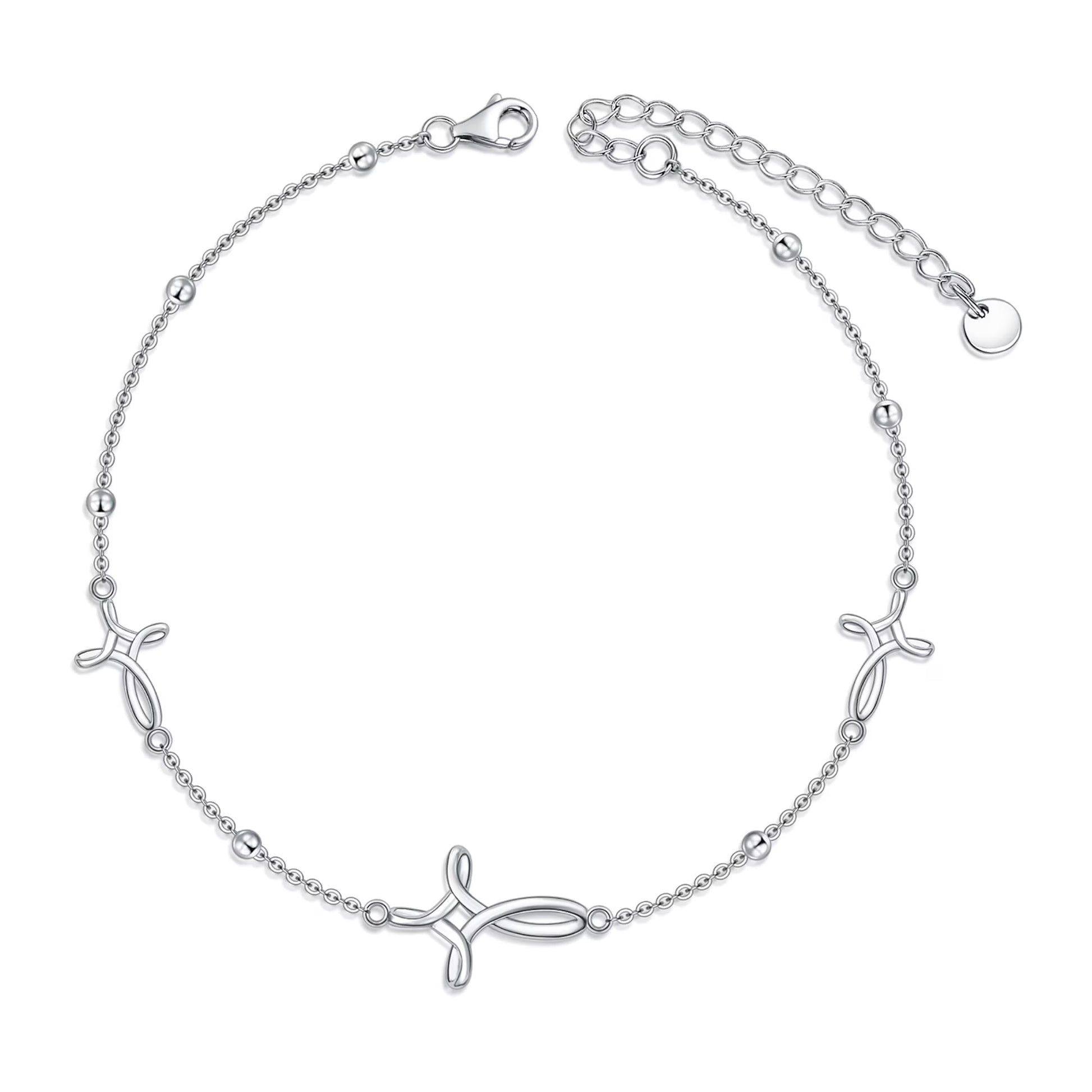 S925 Sterling Silver Cross Celtic Knot Ankle Bracelets Birthday Anniversary Mothers Day Christmas Gifts for Women
